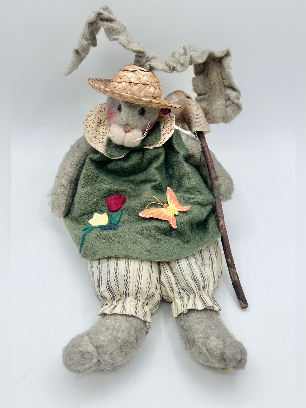 Vintage Melissa Ann Butterfly Catcher Bunny Shelf Sitter AMCreations Primitive